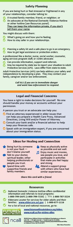 Aging With Respect (Elder Abuse) Safety Card