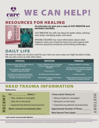 CHATS: Advocate Guide - Traumatic Brain Injury (Ohio Domestic Violence Network)