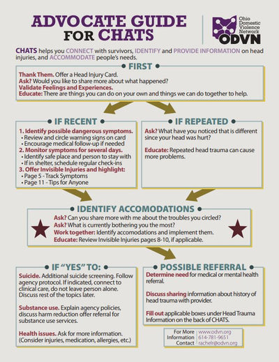 CHATS: Advocate Guide - Traumatic Brain Injury (Ohio Domestic Violence Network)