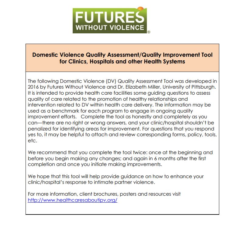 Quality Assessment/Quality Improvement Tool for Clinics, Hospitals, and other Health Systems PDF