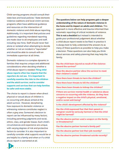 Domestic Violence and Child Abuse Reports: A Complex Matter