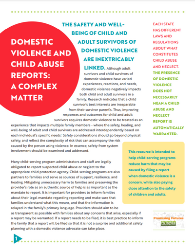 Domestic Violence and Child Abuse Reports: A Complex Matter