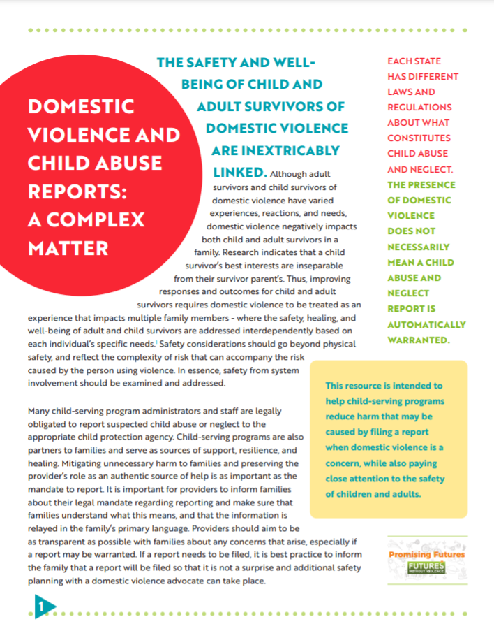 Domestic Violence and Child Abuse Reports: A Complex Matter