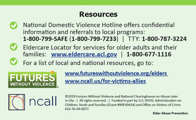 Aging With Respect (Elder Abuse) Safety Card