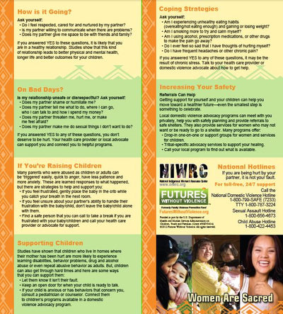Women Are Sacred - American Indian/Alaska Native General Health Safety Card
