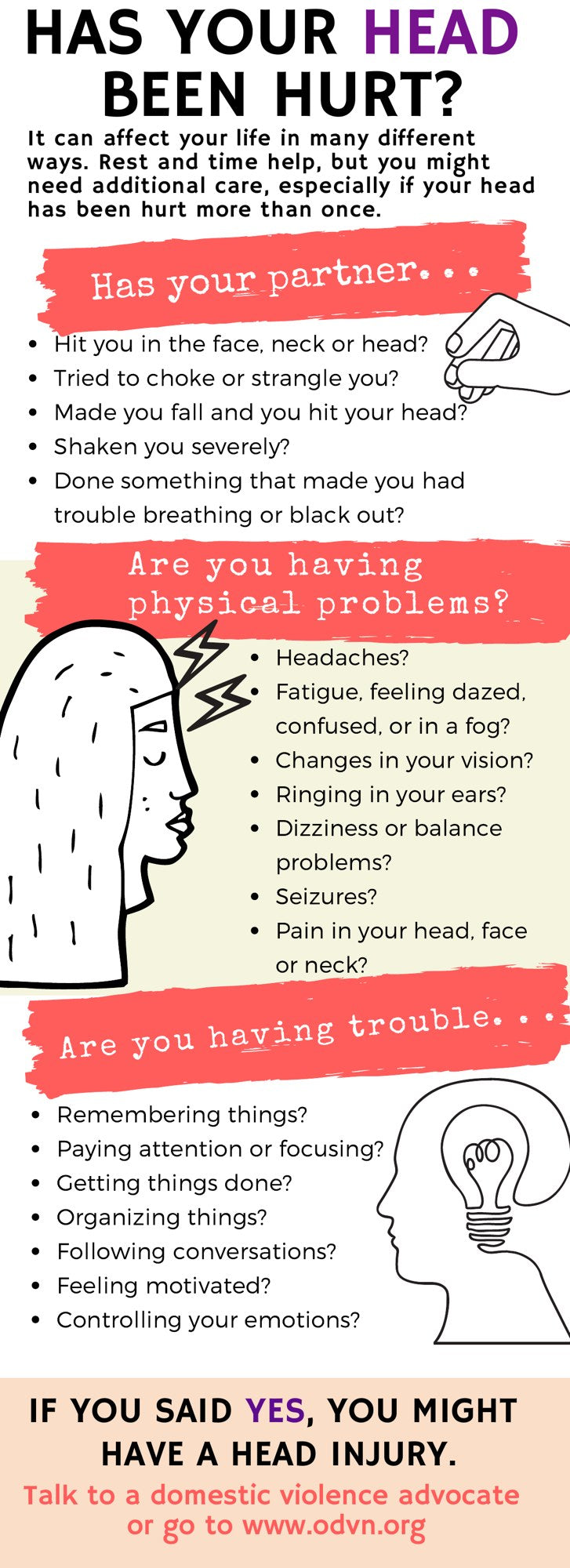 Has Your Head Been Hurt? Rack Card (Ohio Domestic Violence Network) PDF only